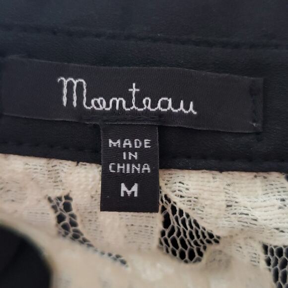 NEW * Monteau Women's Flowy Lace Mobwife Midi Dress Medium Retro Classic Black - Picture 6 of 7